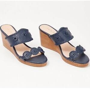 Jack Rogers Women's Caroline Wedge Sandals Midnight Navy Size 9.5M New In Box